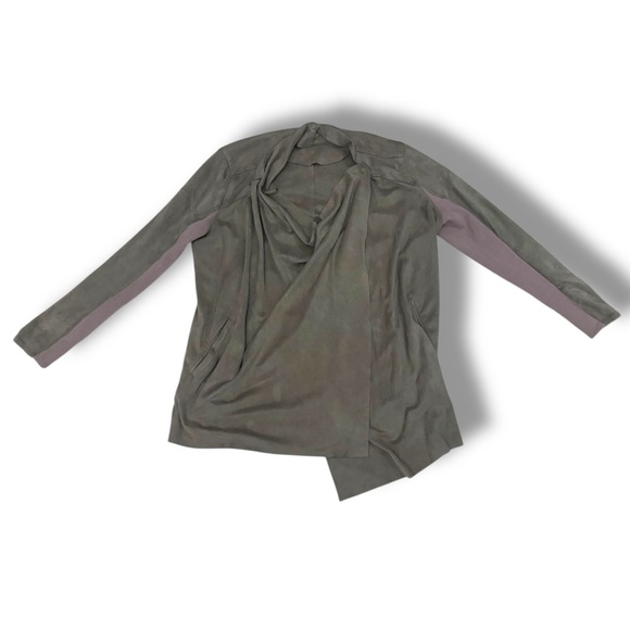 Blank NYC Greyish Taupe Drape Faux Suede Jacket Medium - Picture 1 of 10
